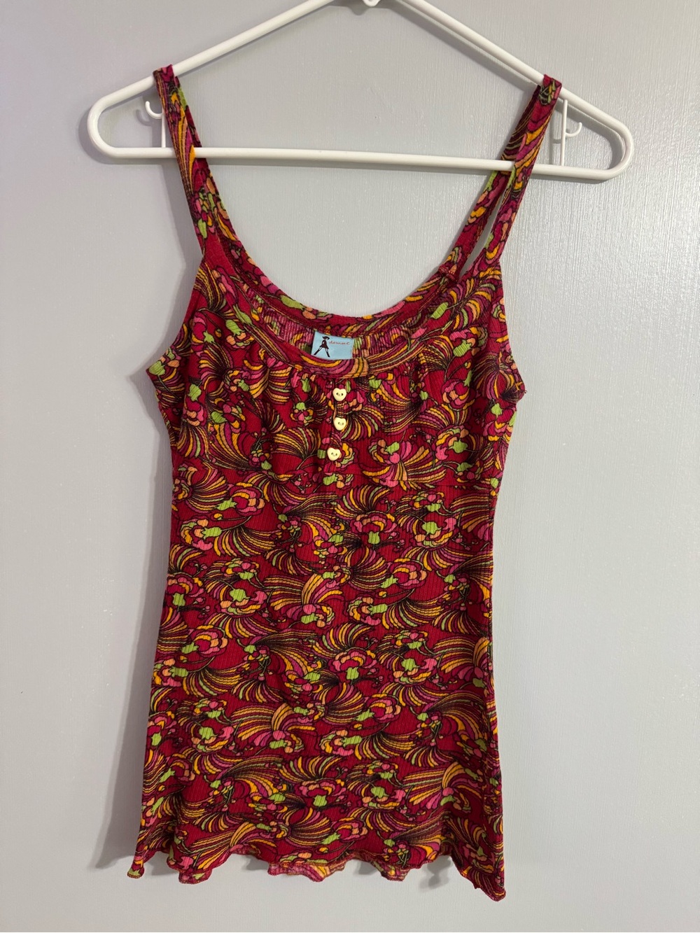 Vintage Damsel Retro Candy Girl Vibes Sleeveless Floral Scoop Tank Top Small